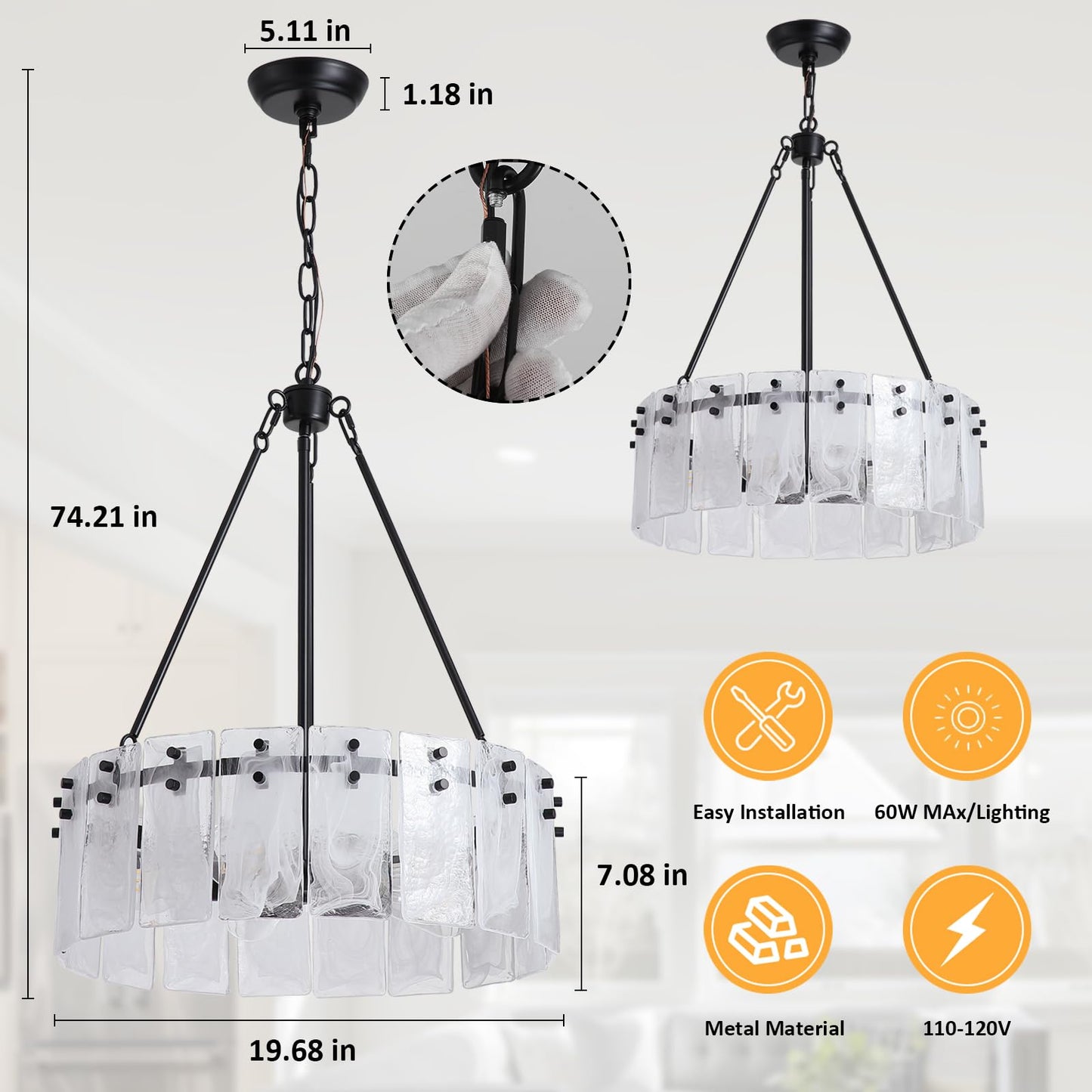 Black Chandelier Light Fixture