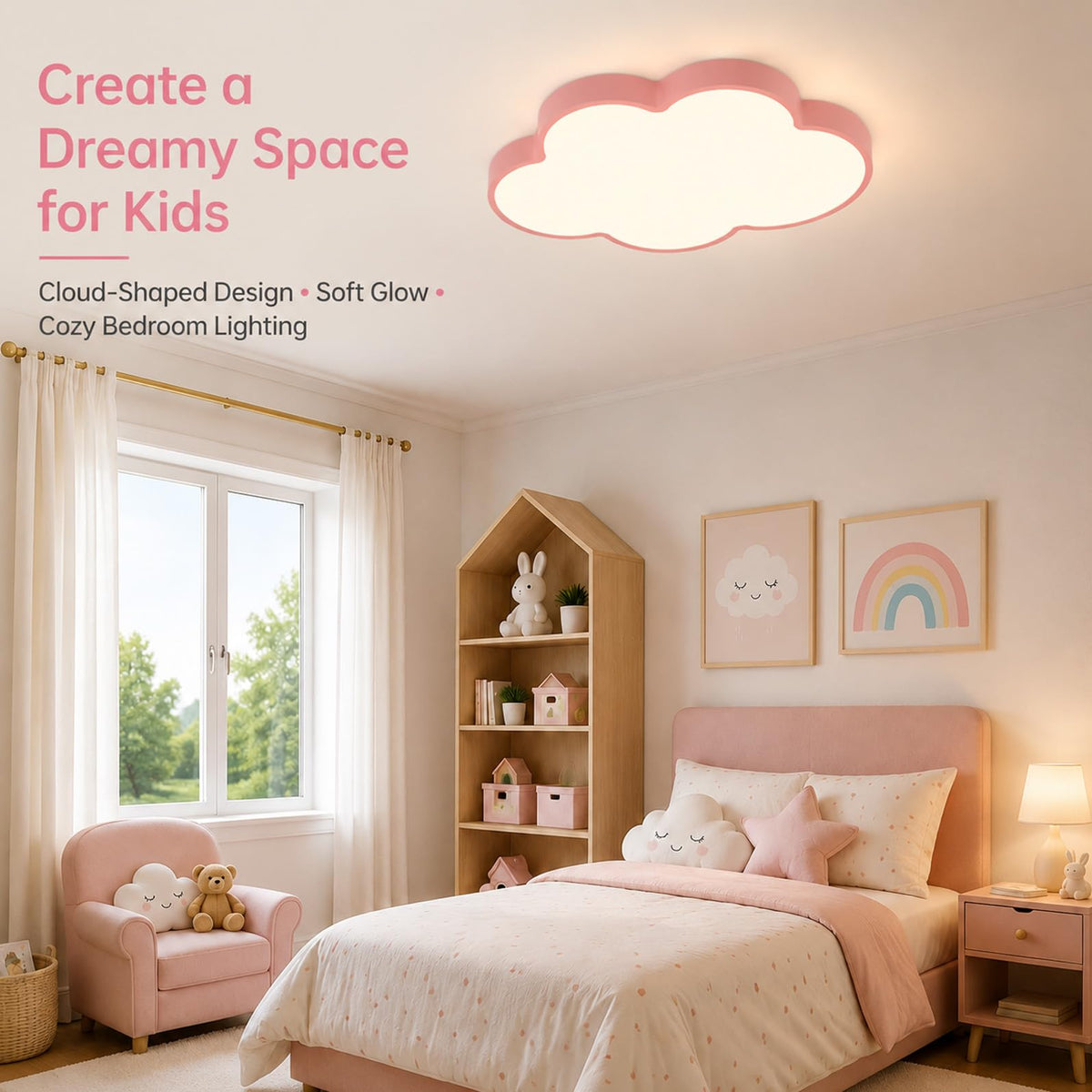 Cloud Shape Led Ceiling Light, with Remote Control