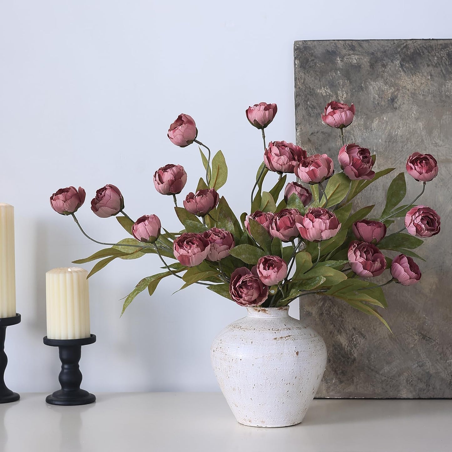 6 Pcs Faux Silk Peony Artificial Flowers 27" Stems