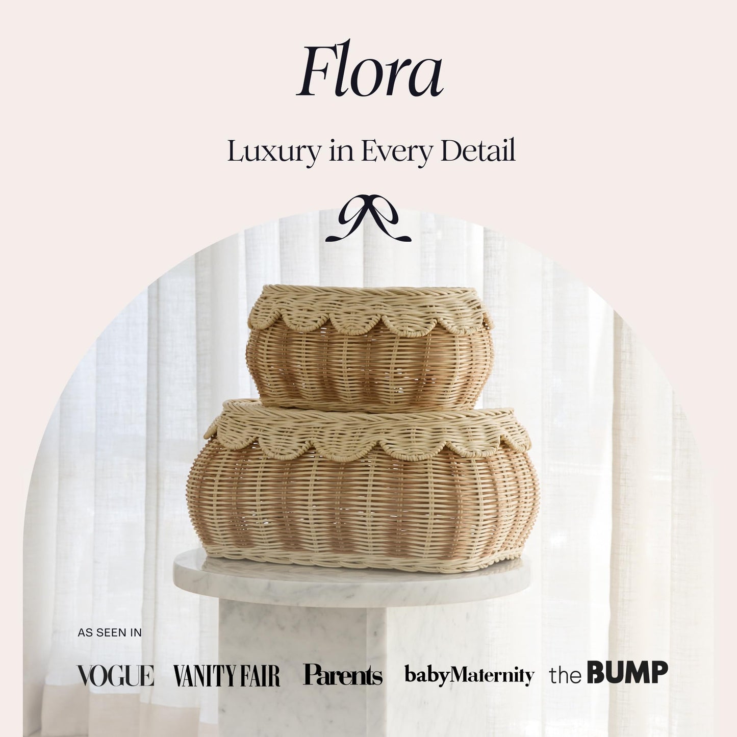 Hand-Woven Scalloped Basket Set Of 2