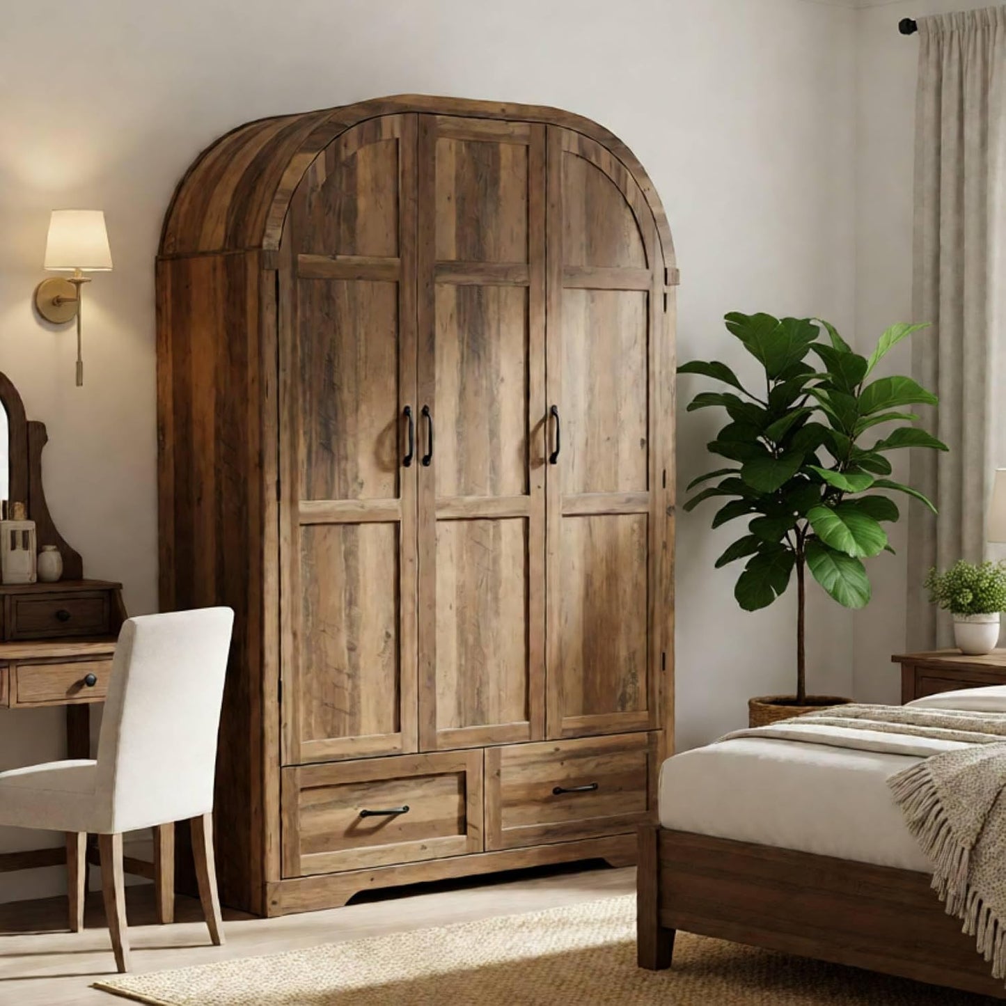 3 Doors Armoire Wardrobe Closet with Doors and Drawers