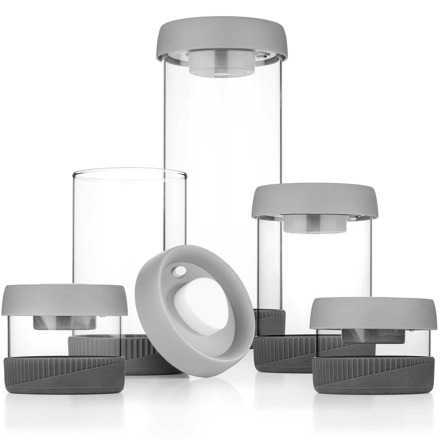 Glass Container Set with Acacia Lids - 4 Stackable Meal Prep Containers. Durable heat resistant Inert Borosilicate Glass