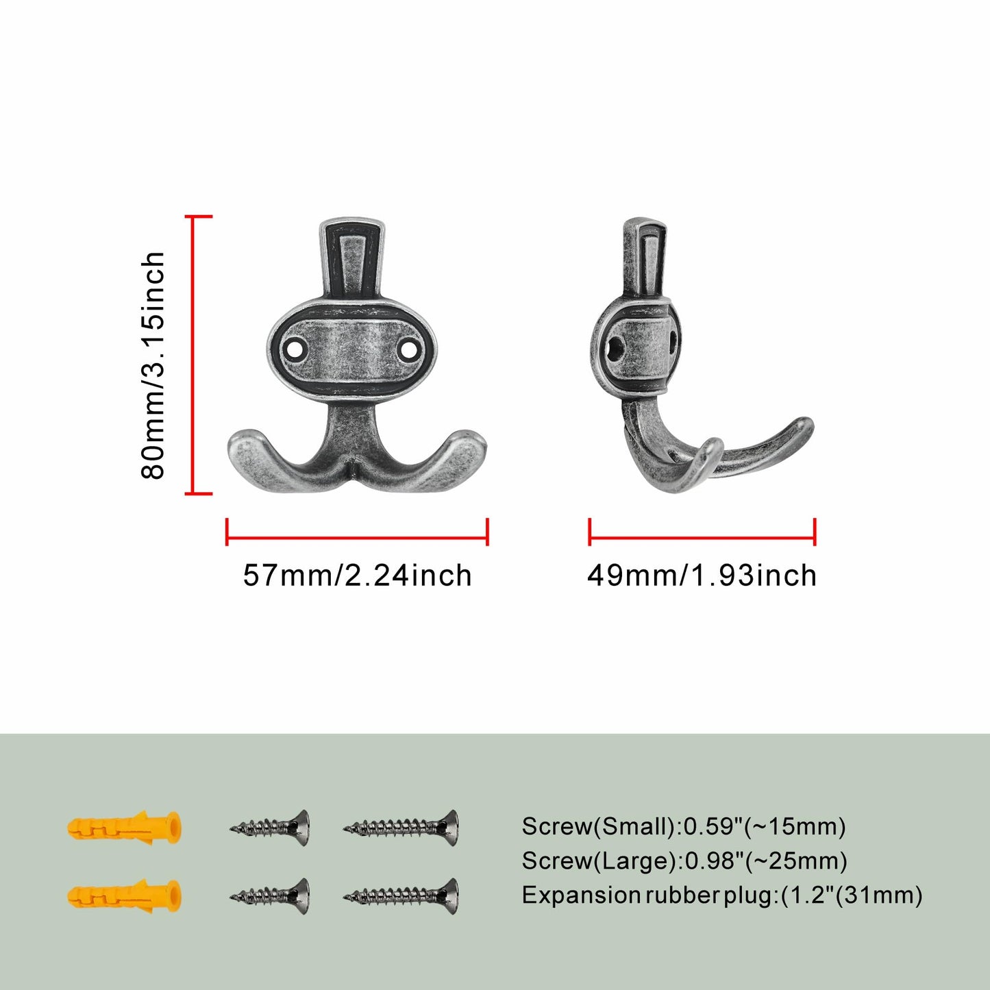 TUNNY 5 Pack Coat Hooks - Antique Brass Coat Hooks,Heavy Duty Hooks- wall Hook for Hanging Towel,Purse, Robe, Backpack, Jacket, Clothes - for Bathroom,Dorm, Closet, Kitchen