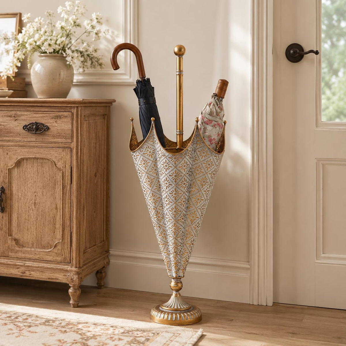 Vintage Metal Umbrella Stand for Entryway