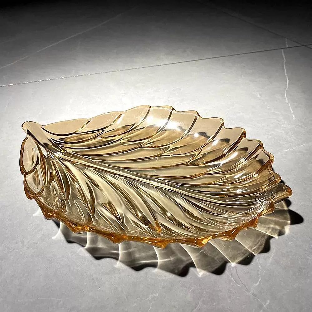 Gold Crystal Glass Leaf-shaped Bowl