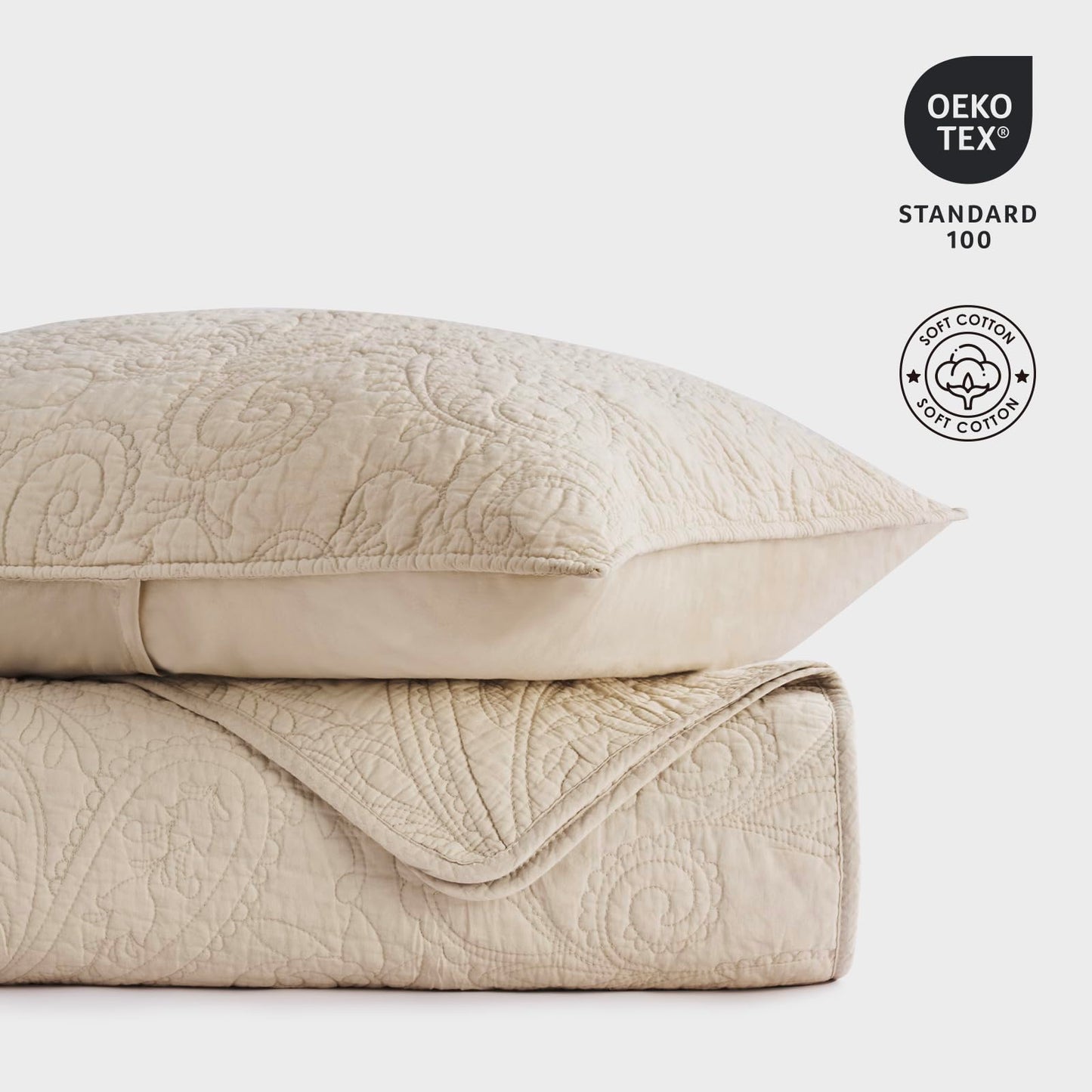 100% Cotton Scallop Quilt Set
