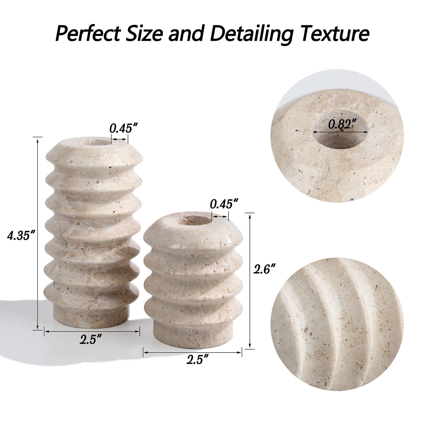 Marble Candlestick Holders, Set of 2 Natural Stone