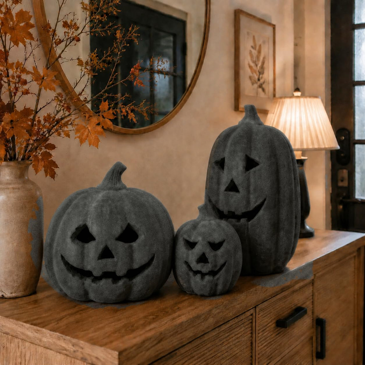 Halloween Decorations - Terracotta Pumpkin Jack O' Lantern