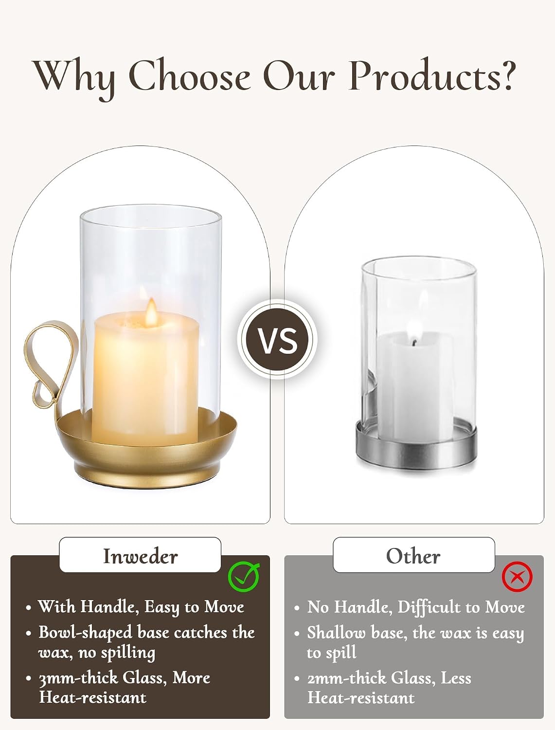 Hurricane Glass Candle Holder Set of 2