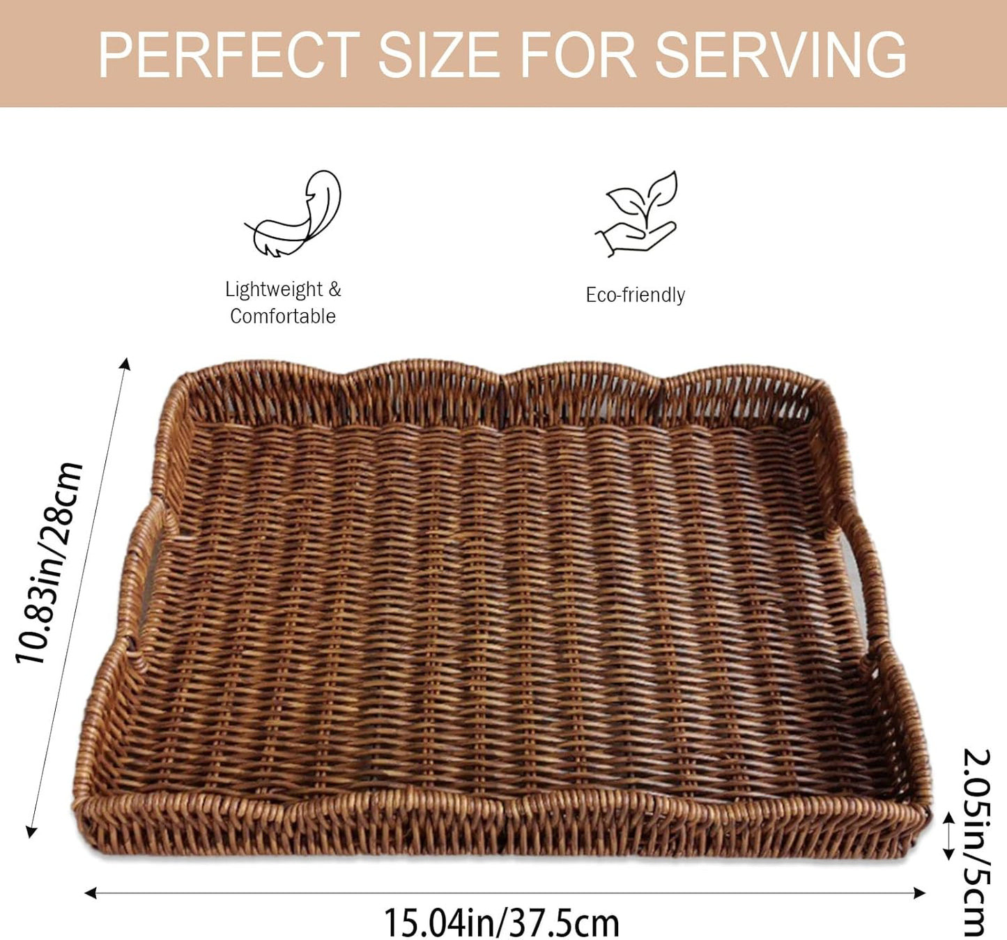 Rectangular Serving Tray with Scalloped Edge with Handles