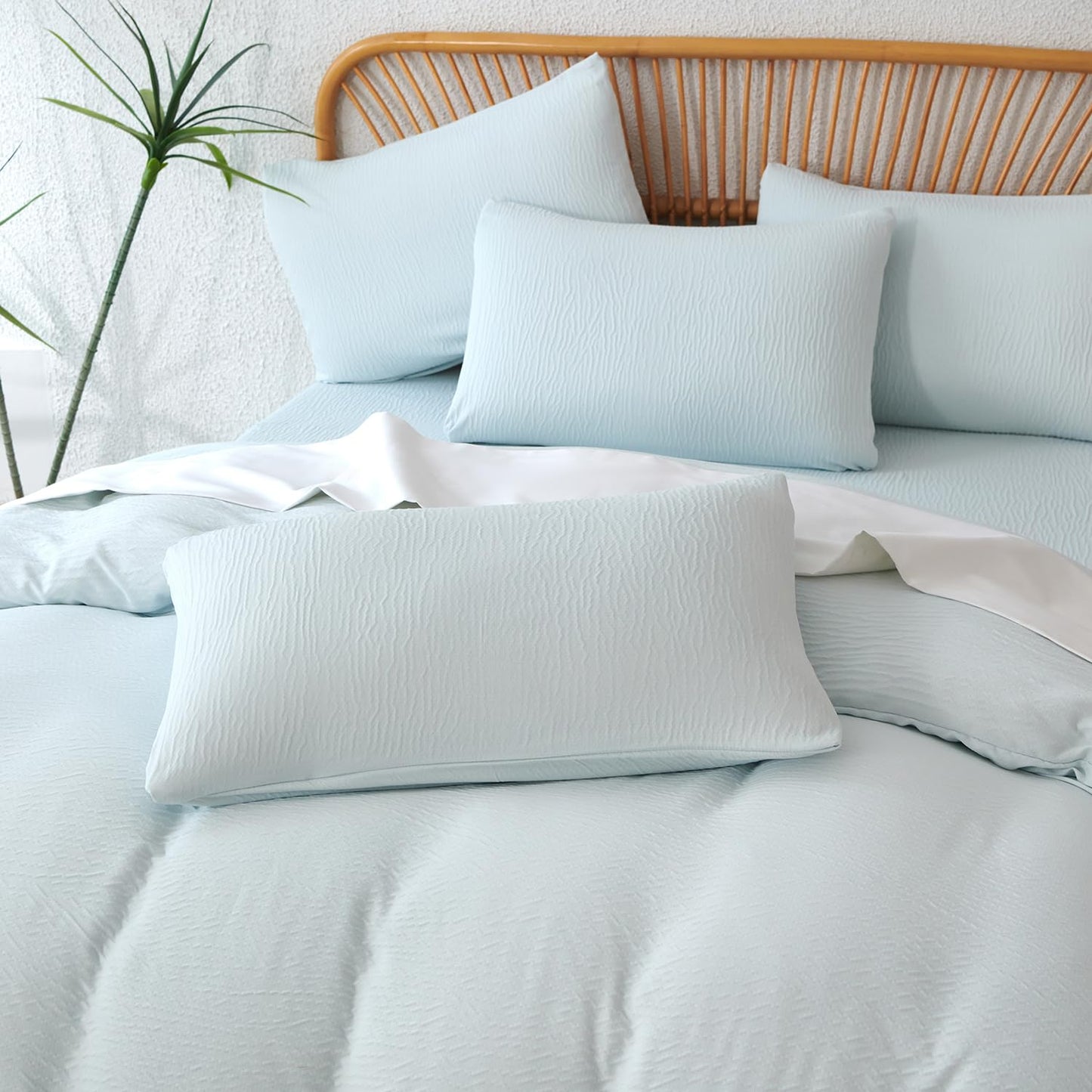Striped Duvet Cover Queen Beige Washed Microfiber Jacquard 3 Pieces Bedding Set, White Beige Vertical Ticking Stripes Pattern Comforter Cover with Zipper Closure Breathable Durable Soft Comfy