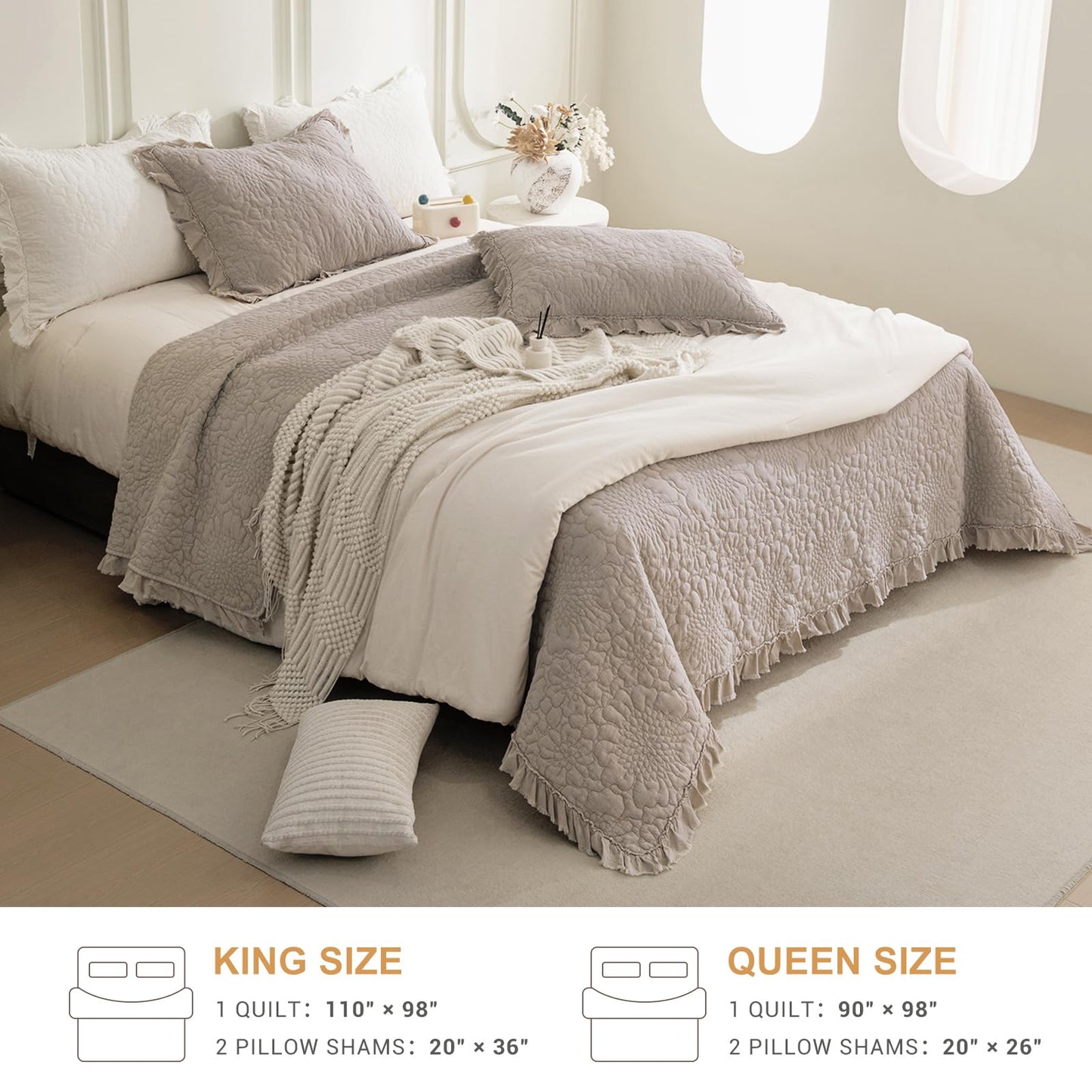 Cotton Oversized Quilt Bedspread Set