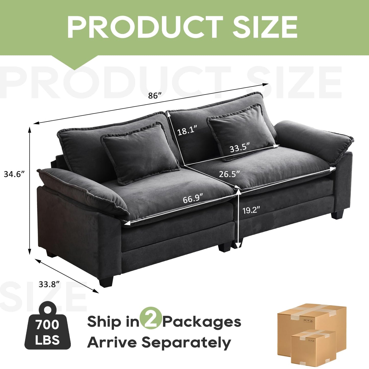 120" Modular Sectional Sofa, Comfy Cloud Couch Sectional Sofa with Ottoman, Chenille Sofa Sleeper Deep Seat Sofa with Throw Pillows for Living Room (Beige White, 120"- U Shape)