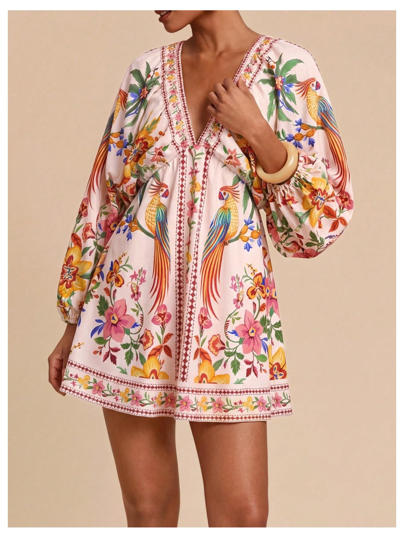 Women's Boho Floral Mini Dresses