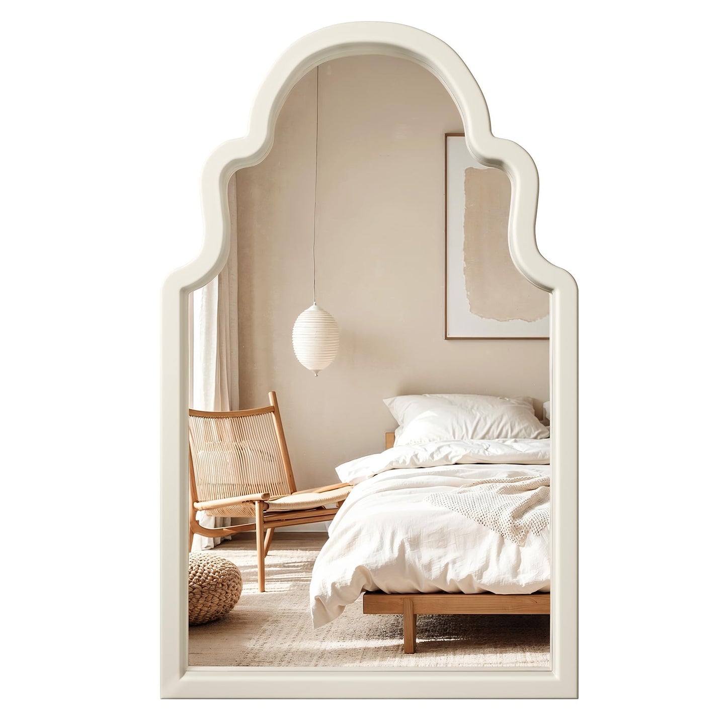 Solid Wood Walnut Arched Mirror