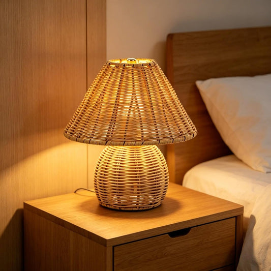 Rattan Rechargeable Portable Cordless Lamp