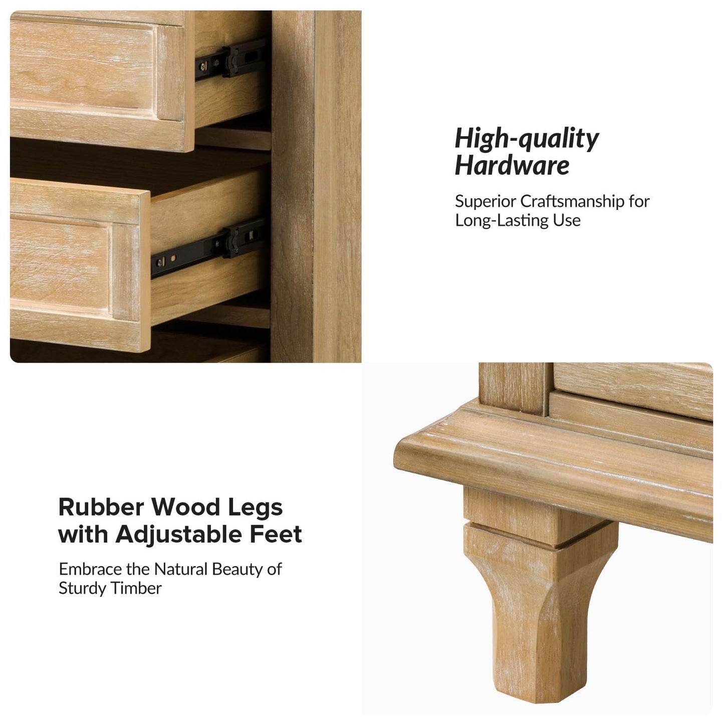 Solid Wood 3 Drawer End Table with Tray