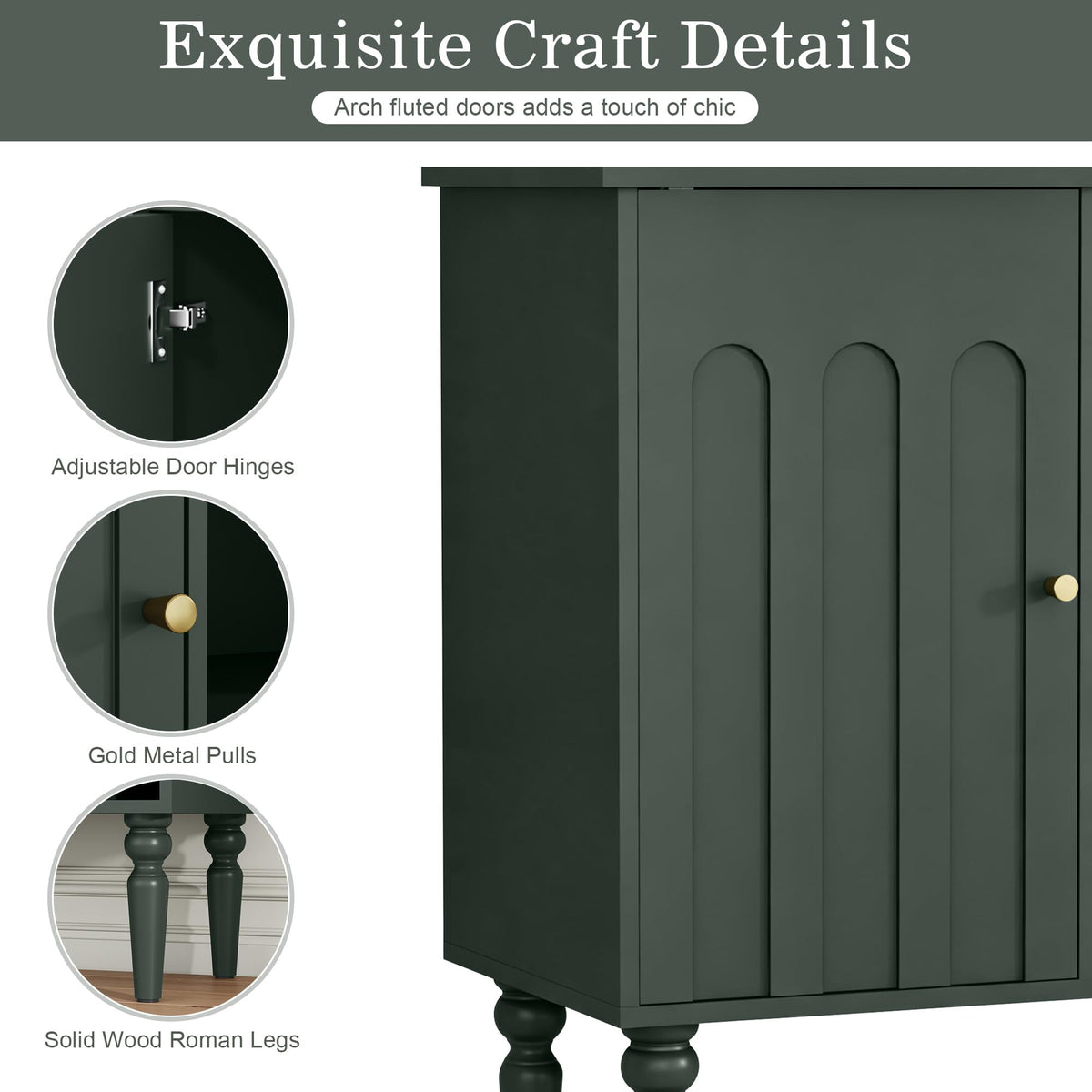 Arched Fluted Coffee Bar Cabinet with Storage & Wine Racks