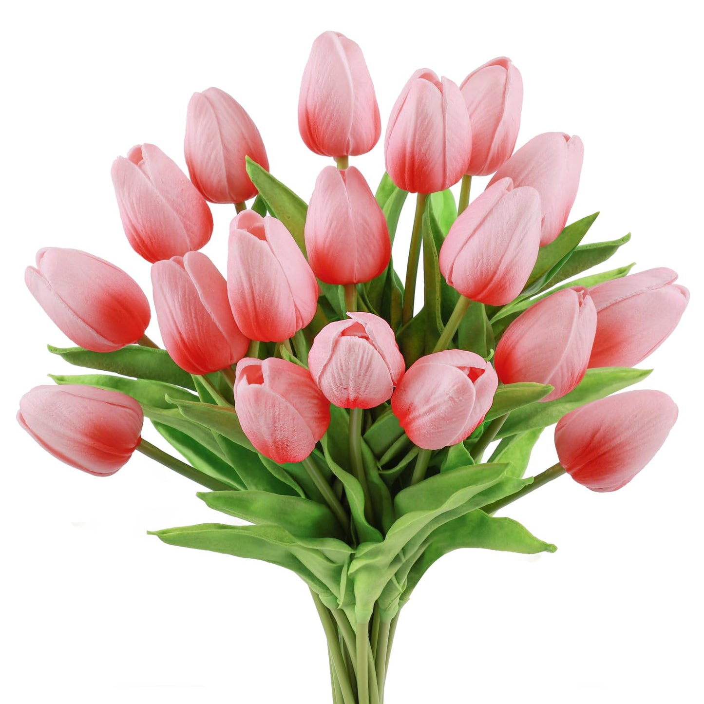 Beferr White Tulips Artificial Flowers 18Pcs Faux Silk Tulip Real Touch Tulip Fake Flowers Bouquets Arrangements for Mother's Day Easter Spring Flowers Gifts Home Table Decor