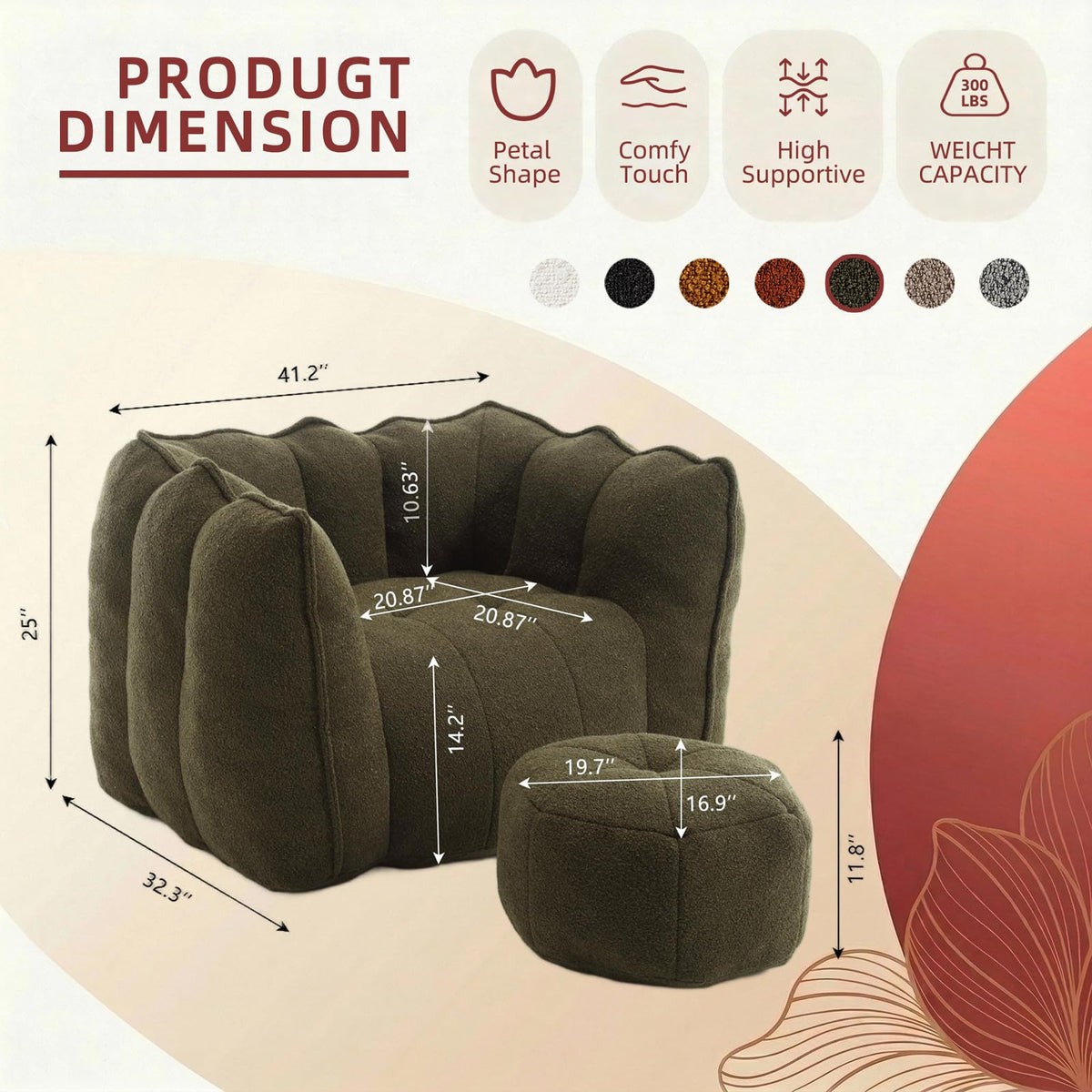 Bean Bag Couch with Ottoman