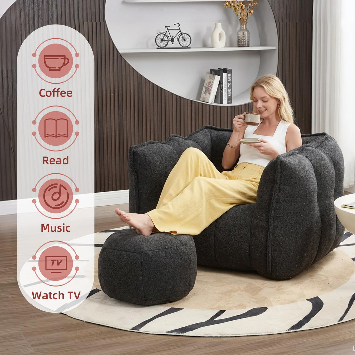 Bean Bag Couch with Ottoman