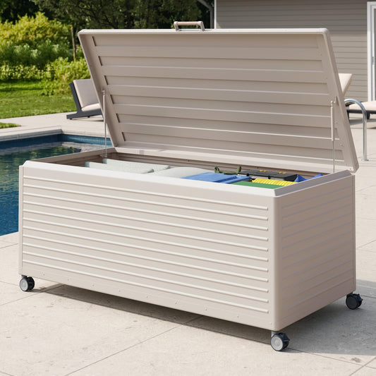 Waterproof Outdoor Storage Box with Wheels & Soft-Close Lid
