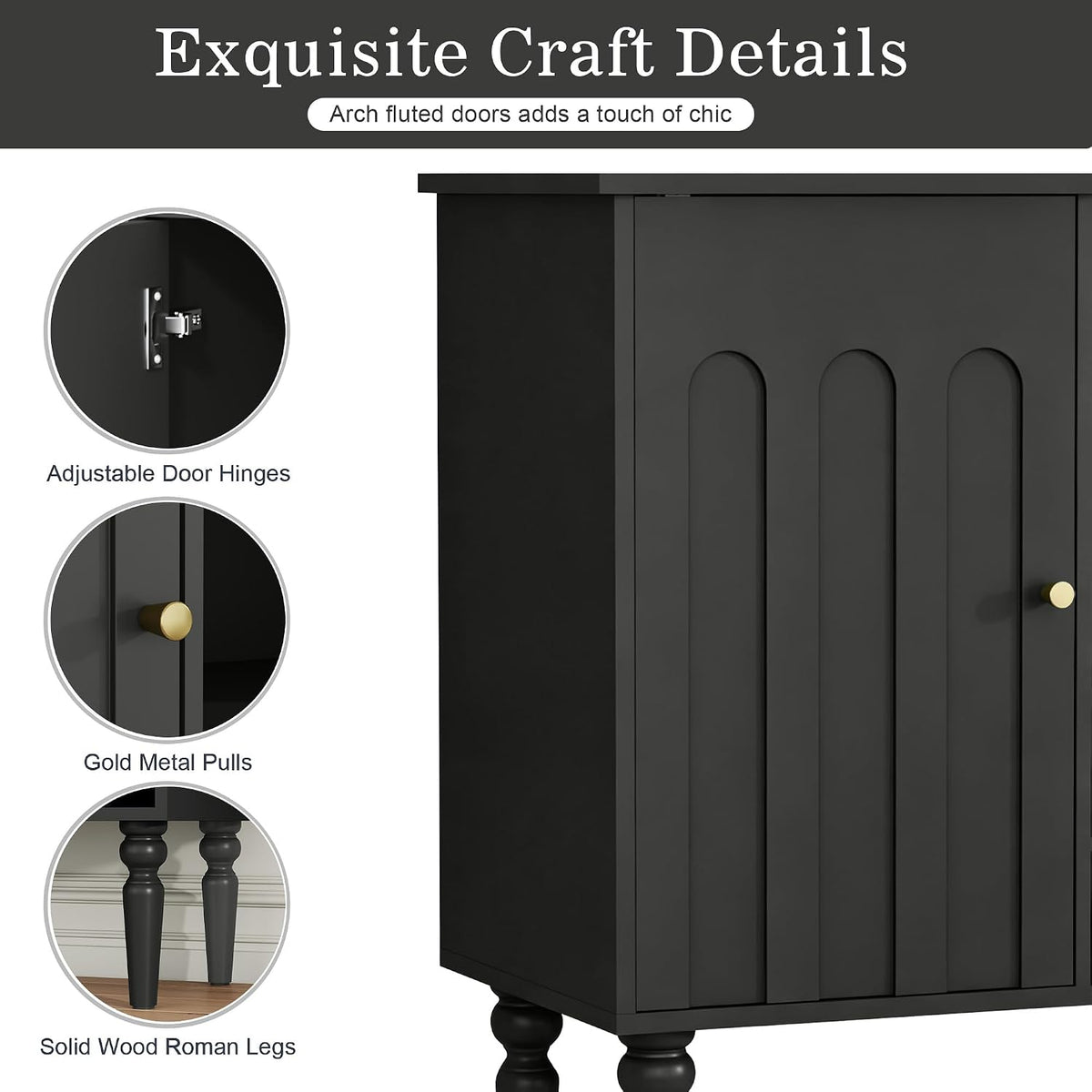 Arched Fluted Coffee Bar Cabinet with Storage & Wine Racks