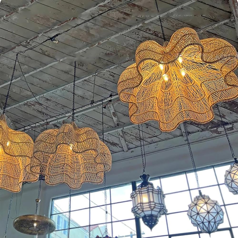 Rattan Large Woven 4-Light Chandelier