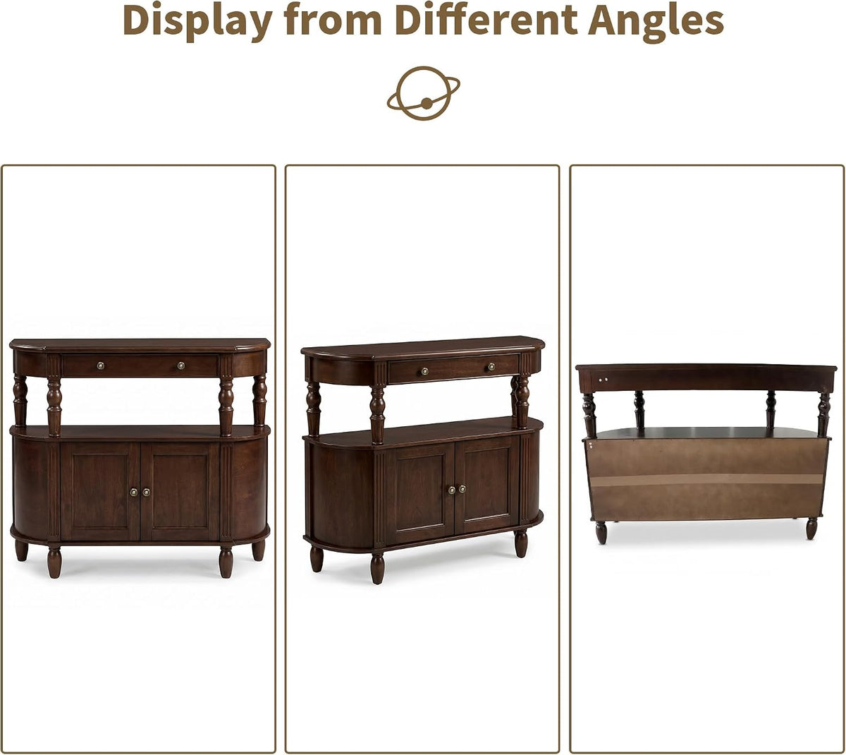 47" Walnut Console Table with Storage