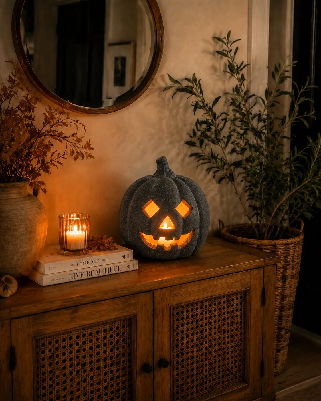 Halloween Decorations - Terracotta Pumpkin Jack O' Lantern