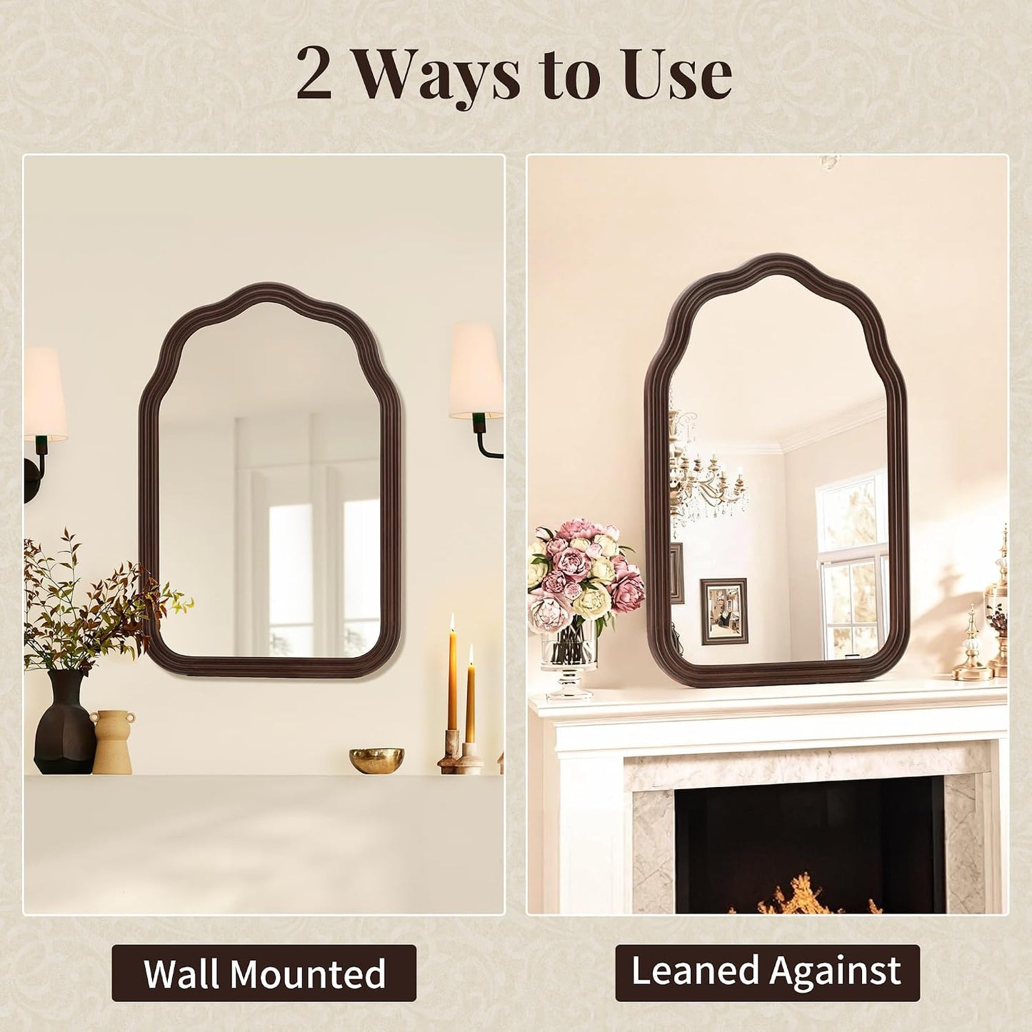 24Wood Arch Bathroom Mirror for Wall