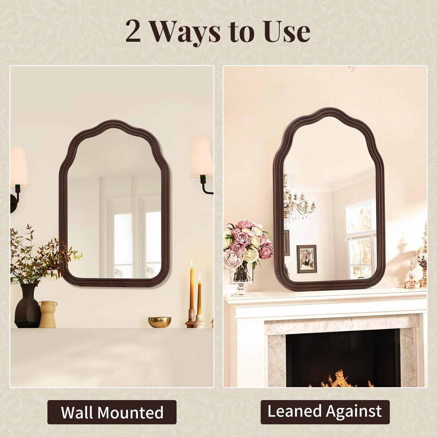 24Wood Arch Bathroom Mirror for Wall