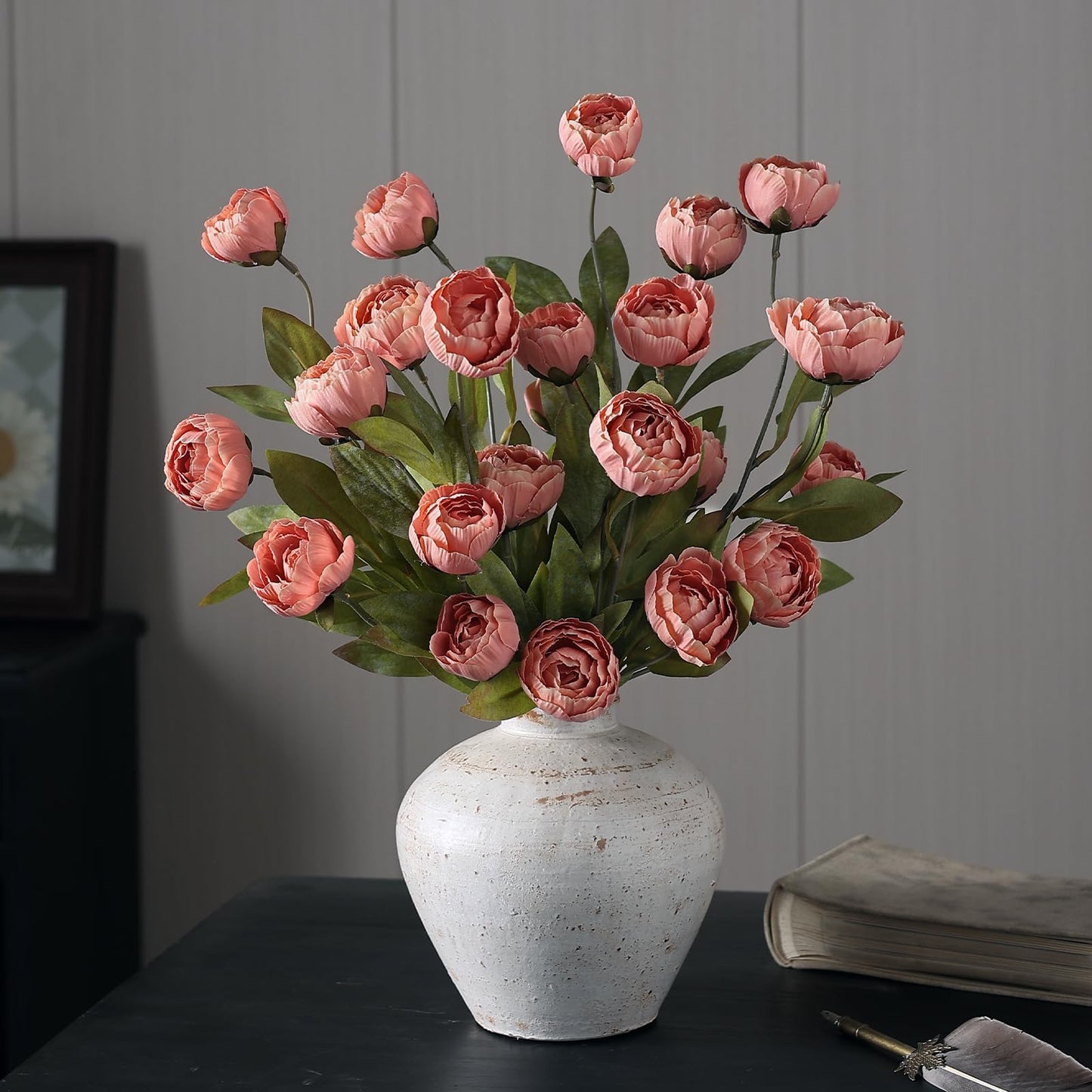 6 Pcs Faux Silk Peony Artificial Flowers 27" Stems