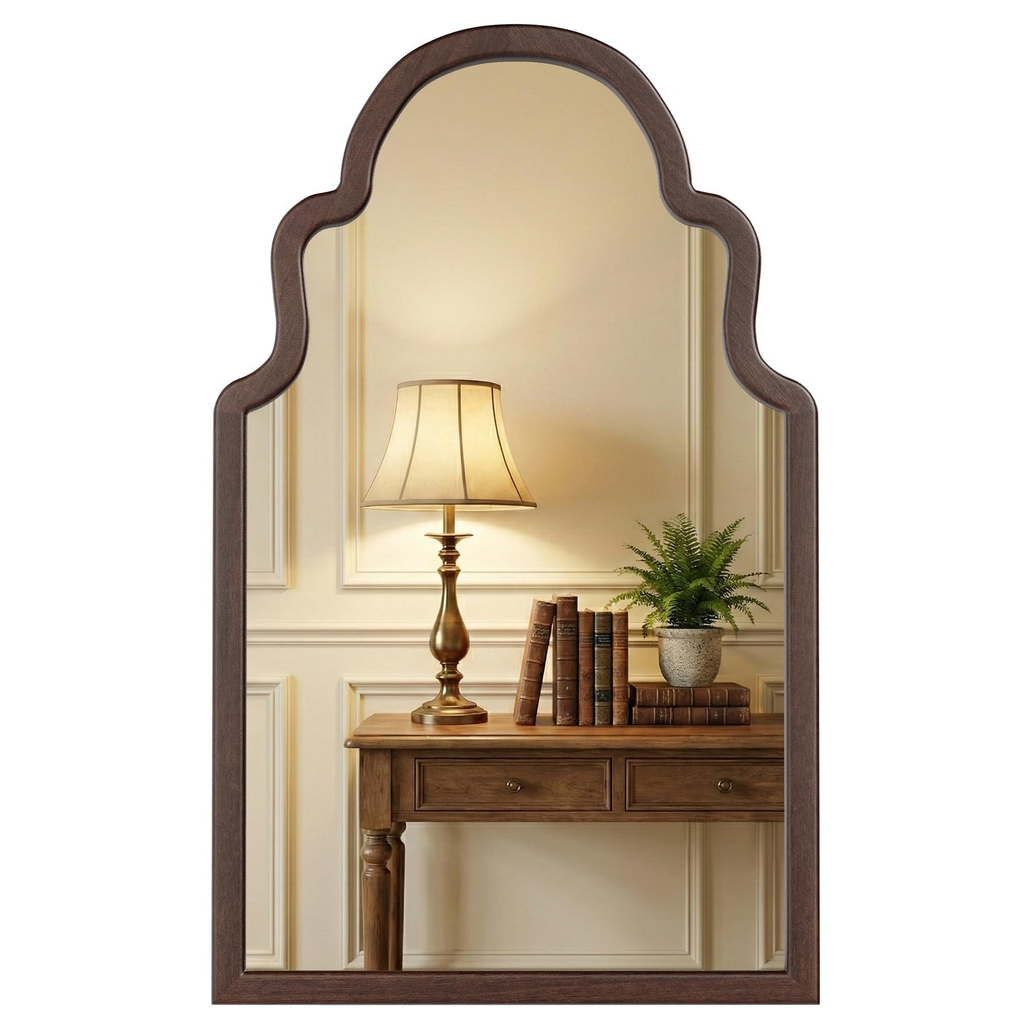 Solid Wood Walnut Arched Mirror