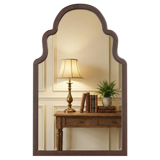 Solid Wood Walnut Arched Mirror
