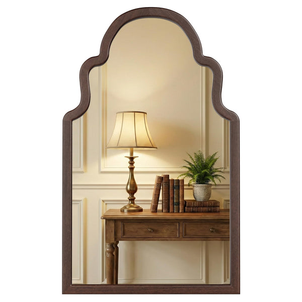 Solid Wood Walnut Arched Mirror