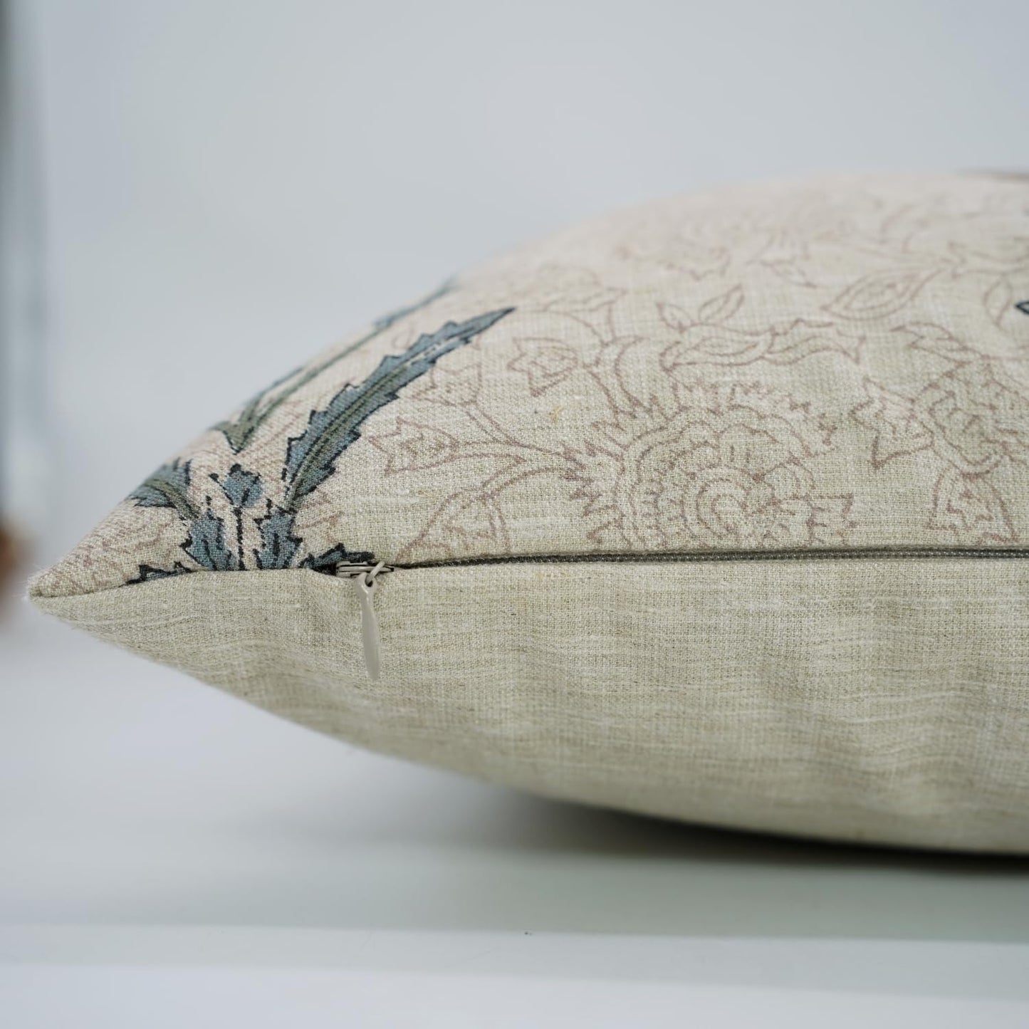Floral Print Thick Linen 18x18 Inch Throw Pillowcase