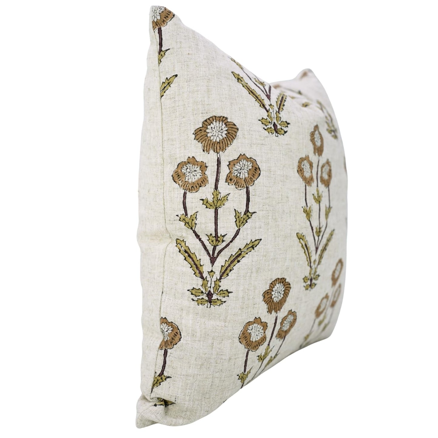 Floral Print Thick Linen 18x18 Inch Throw Pillowcase