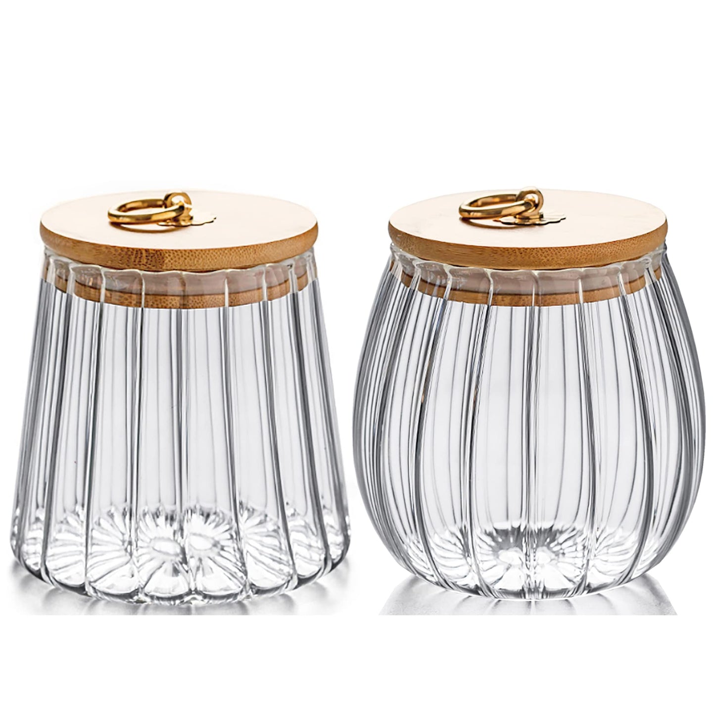 FANTESTICRYAN Glass Coffee Nuts Canister Airtight Storage Jar Petal Decorative Container with Bamboo Lid Metal Handle Easy to Grasp 700ml, 23 FL OZ