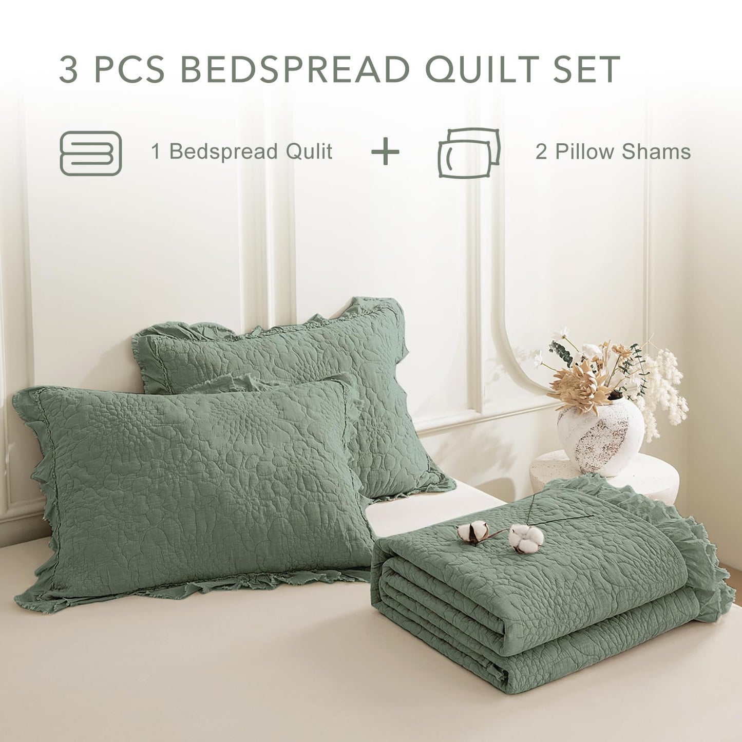 Cotton Oversized Quilt Bedspread Set