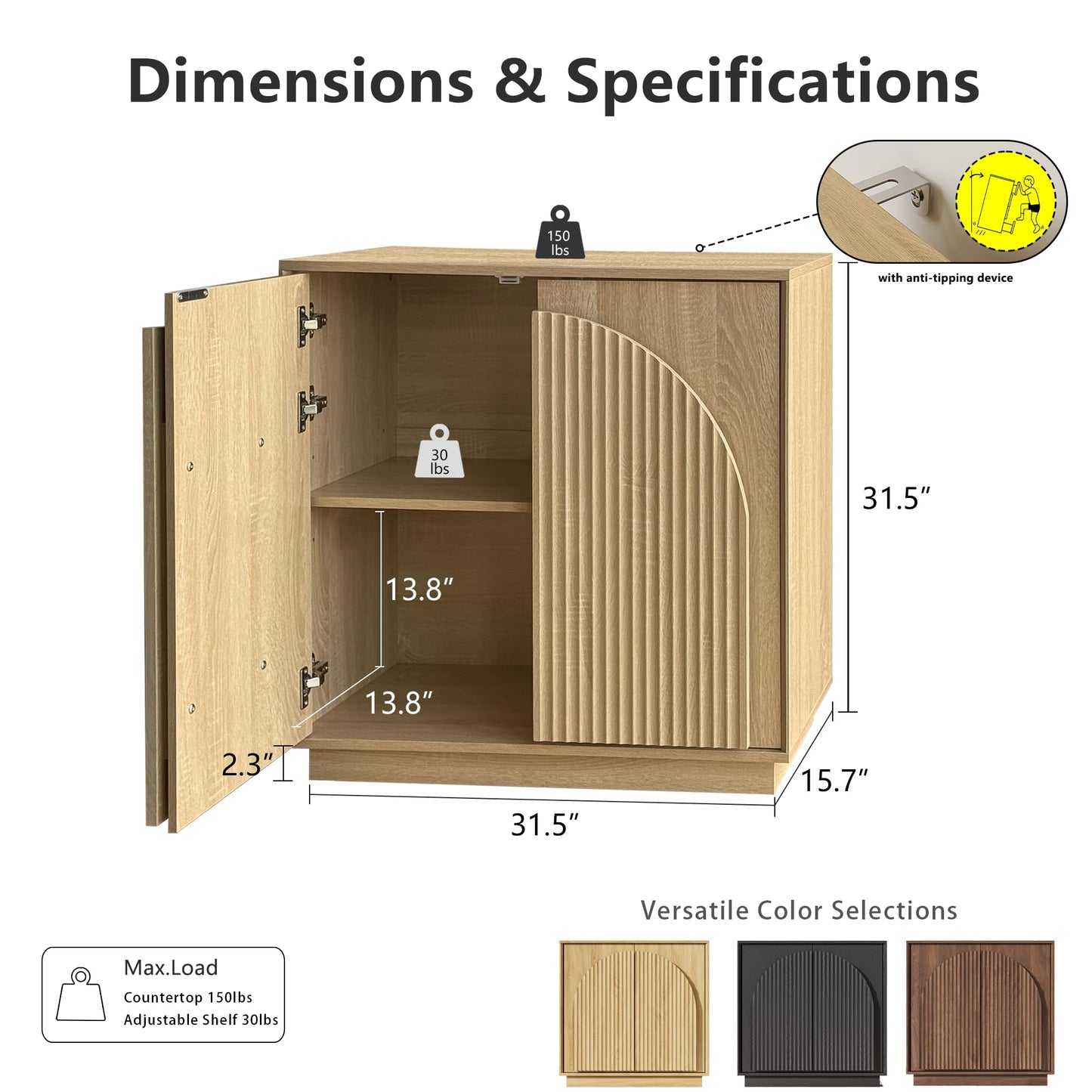 Modern Buffet Cabinet / Sideboard with Storage with Wave Design