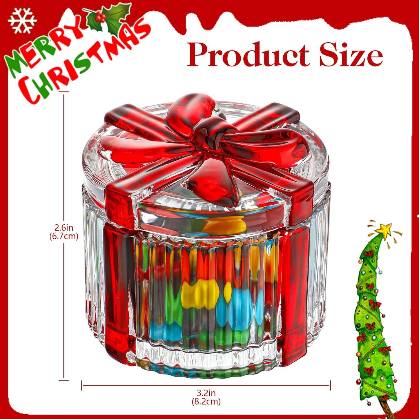 Decorative Embossed Glass Dish with Lid