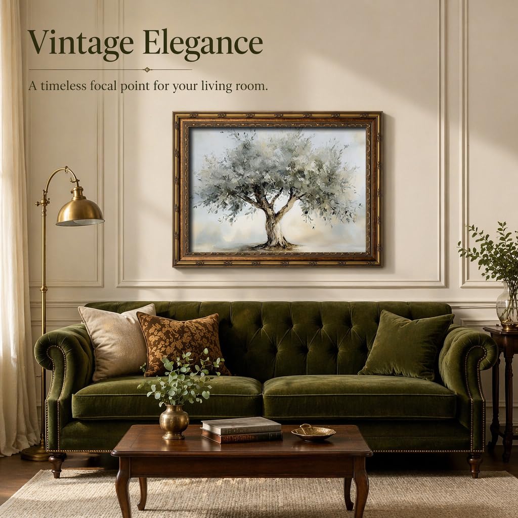 Vintage Gold Framed Moody Flower Canvas Wall Art