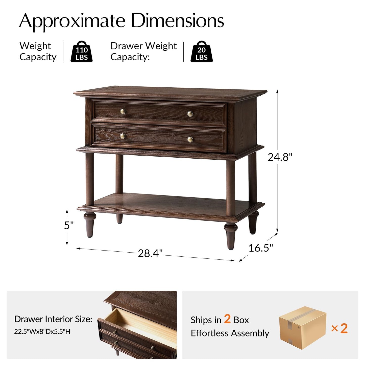 Natural Wood Nightstand with Drawer & Open Shelf