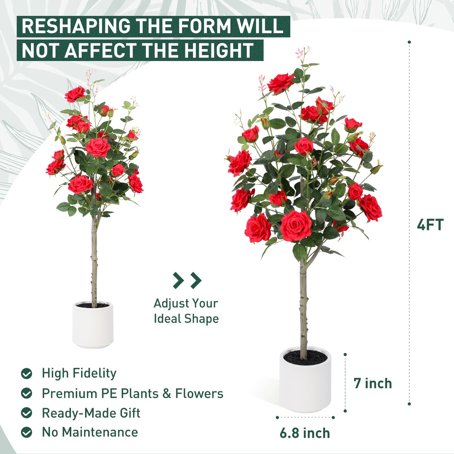 Yepdin 63 inch Artificial Camellia Tree with White Flower Pots - White Fake Tree,5 Ft Faux Plants Indoor wich Blooming,Artificial Plants for Indoor & Outdoor Home Front Door Decor