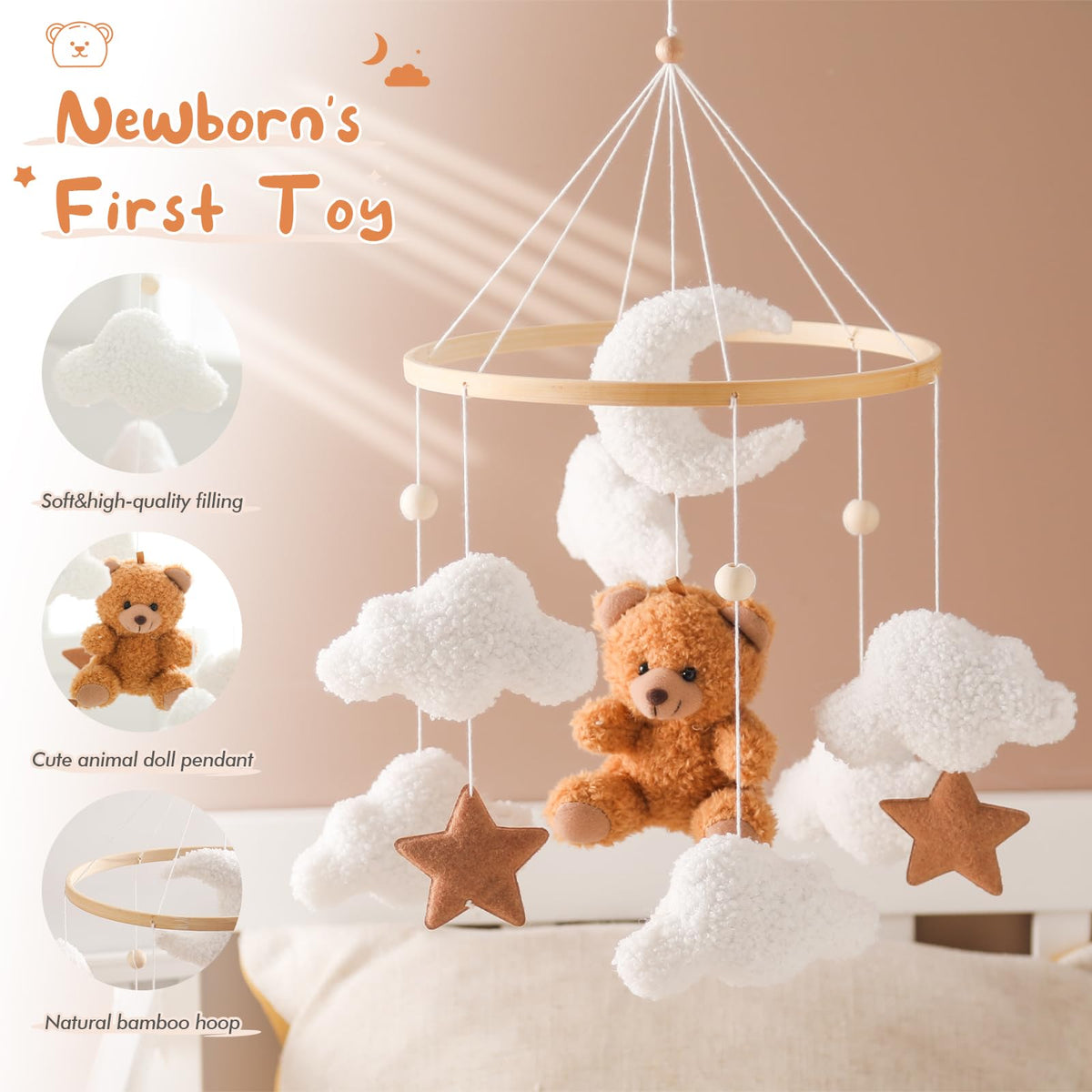 Plush Safari Animal Baby Mobile for Crib