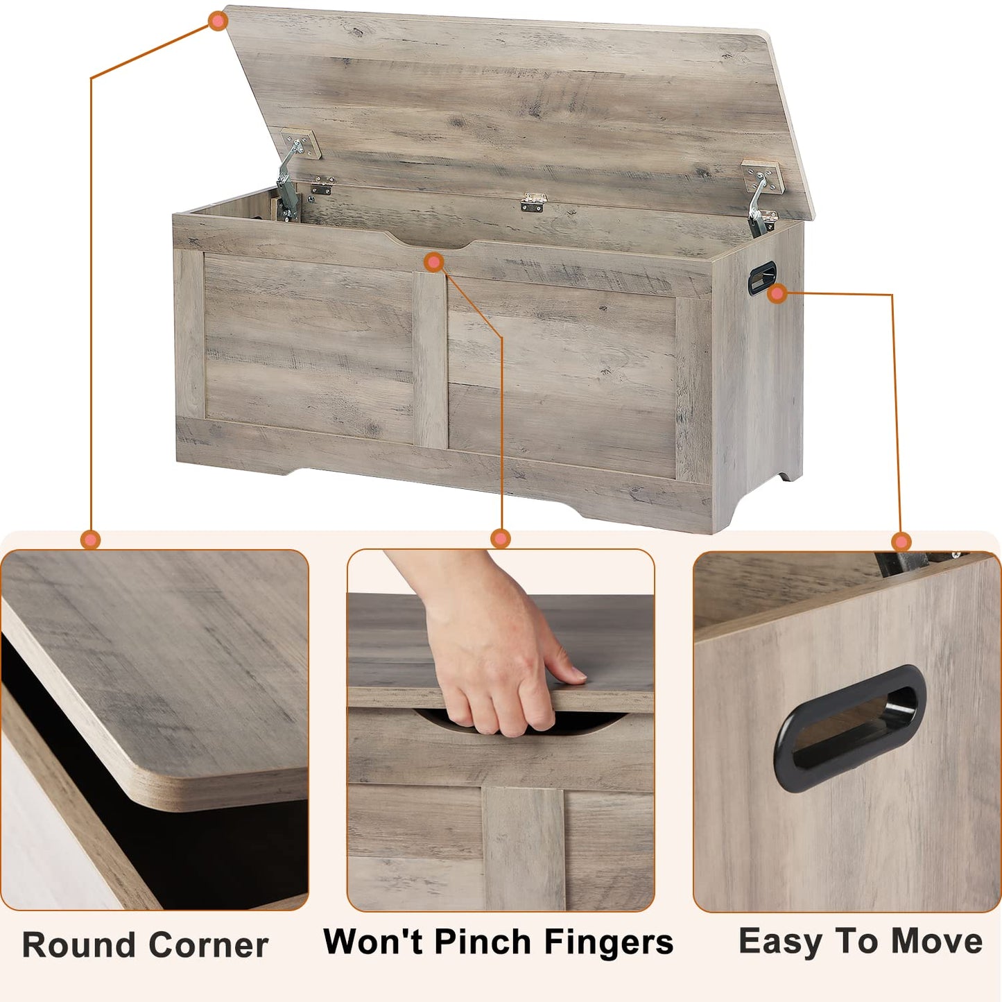 Timberer 47.2" Wooden Extra Large Storage Trunk