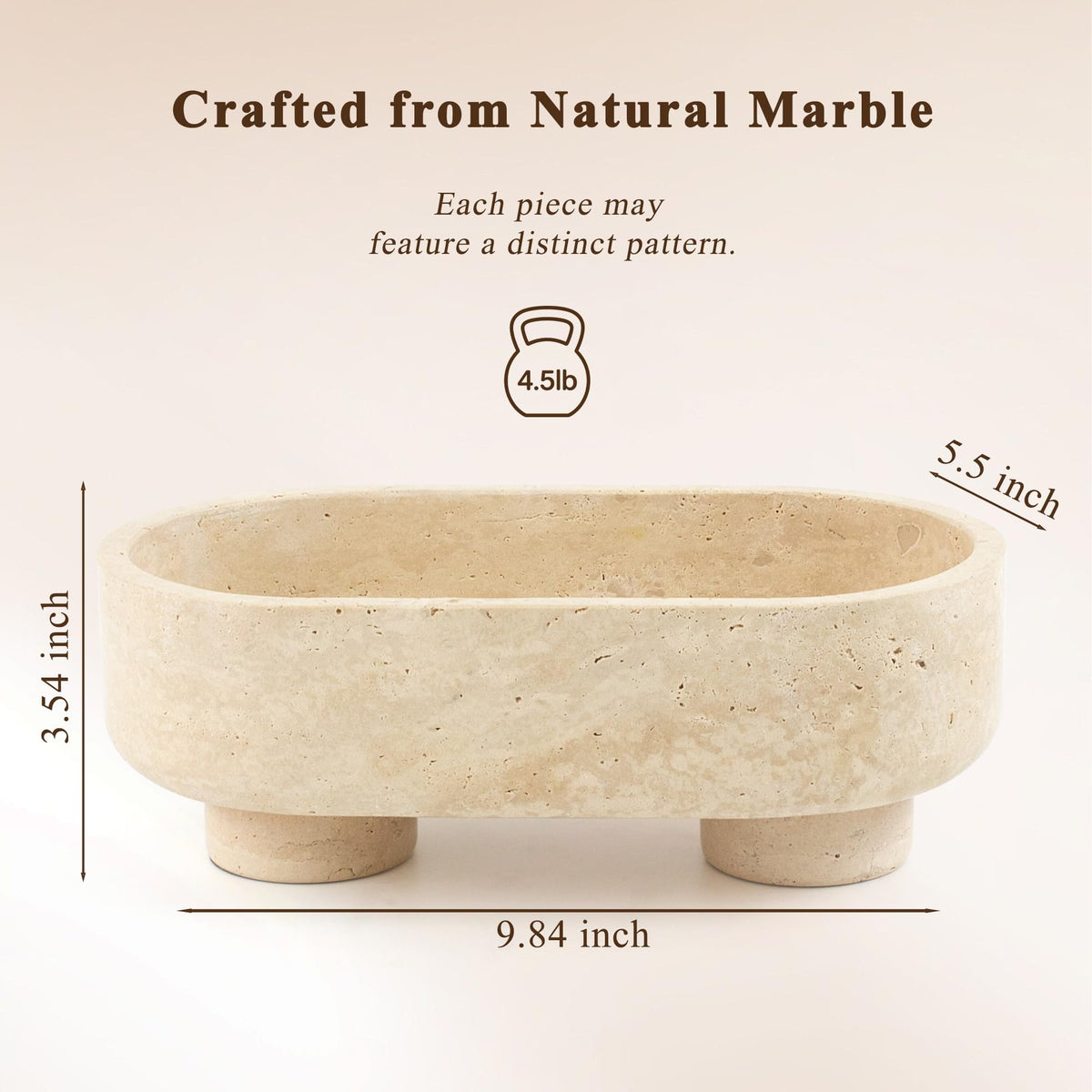 Natural Calacatta Viola Oval Marble Bowl