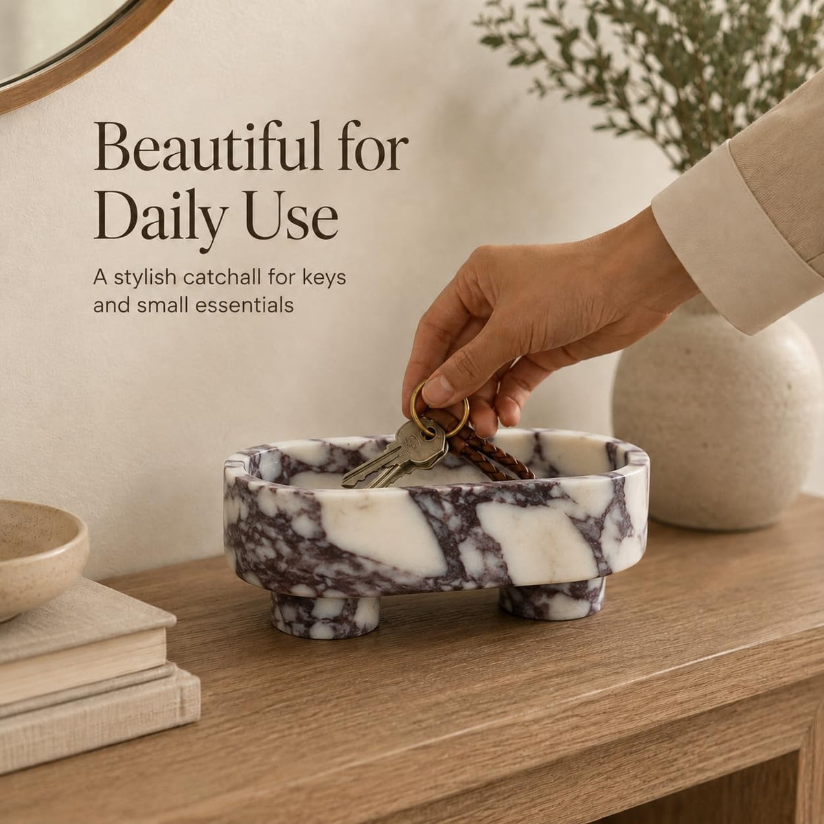 Natural Calacatta Viola Oval Marble Bowl