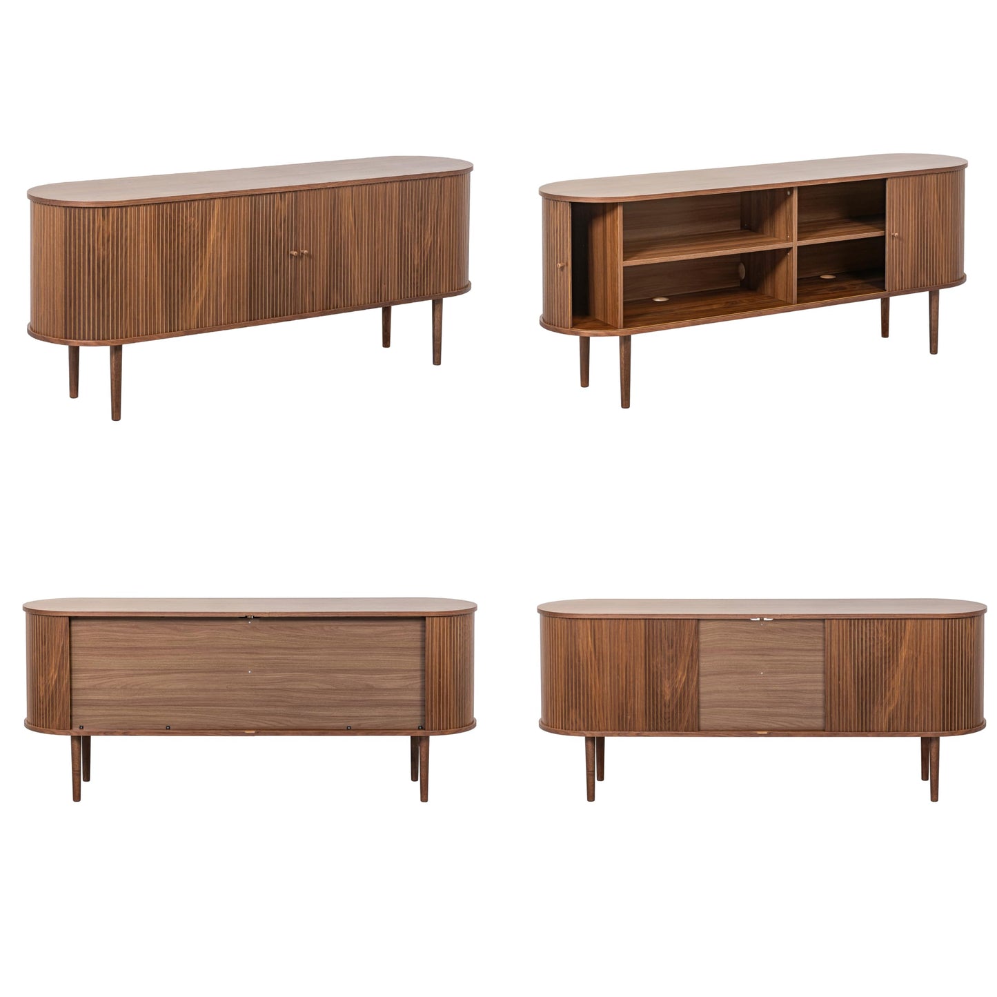 WERMO 71’’ Black Sideboard Cabinet with Doors and Shelves - Black Cabinet for Living Room, Bedroom, Entryway and Office Credenza. Kitchen Buffet, Modern Media Console Table with Storage (Black Oak)